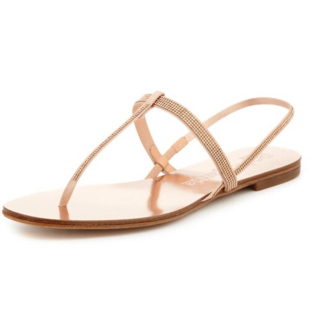 PEDRO GARCIA Ella Rose Gold Swarovski Crystal sandals 40 thong tstrap sling back